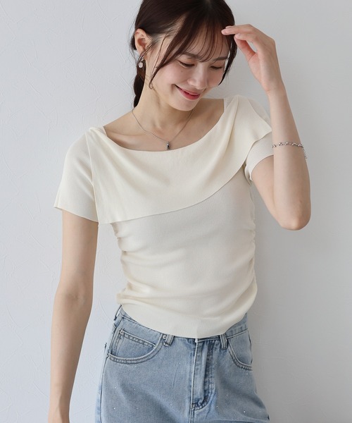 オフショル トップス BLUEEAST ニット セーター デザインオフショルトップス