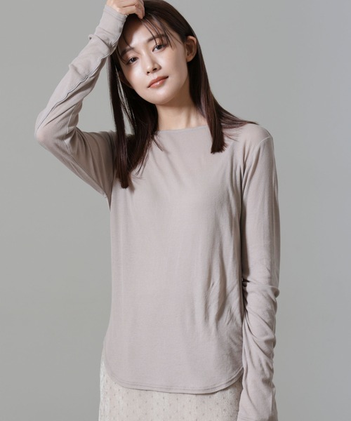 NANO universe（ナノ・ユニバース） tシャツ シアーガーゼボートネック