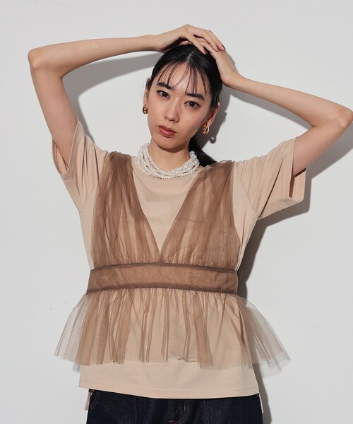 INDIVI GALLEST tシャツ チュールビスチェセットTシャツ レディース