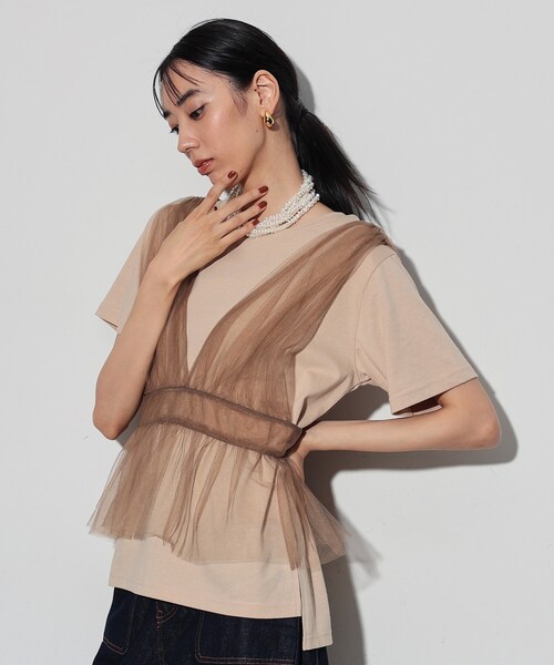 INDIVI GALLEST tシャツ チュールビスチェセットTシャツ