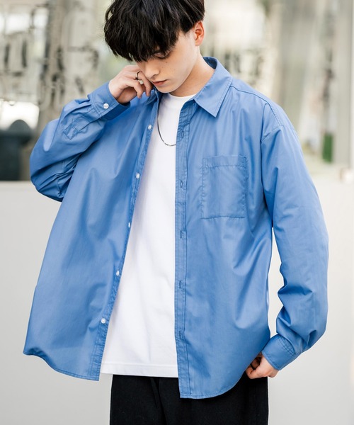 RIVE DROITE ライトブルー オーバーサイズシャツ Fサイズ tops-02461 オーバーサイズ シャツ ホワイト ブルー | L