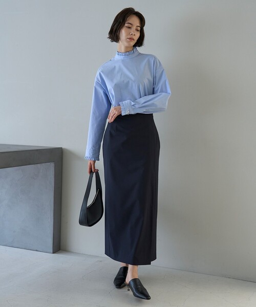 ブラウス シャツ 「抗菌防臭/洗える」フリルネックシャツ レディース UNFILO ブラウス シャツ 「抗菌防臭/洗える」フリルネックシャツ