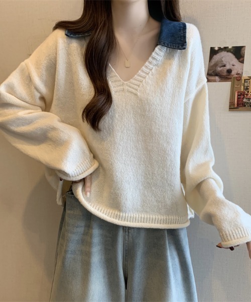 美品 unminou アンミヌ スカラップニットカラートップス 襟取り外し可 楽天市場】セーラーカラーニット ニット レディース トップス