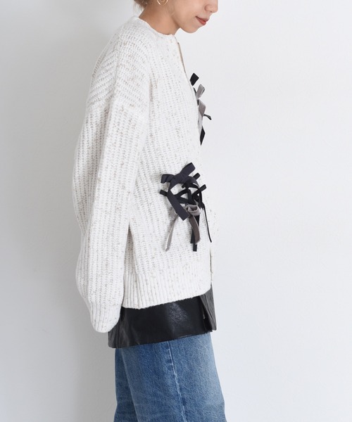Eimee Law（エイミーロウ） カーディガン ランダムリボンラメネップZIP