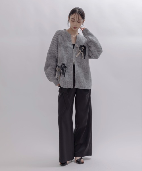 Eimee Law（エイミーロウ） カーディガン ランダムリボンラメネップZIP