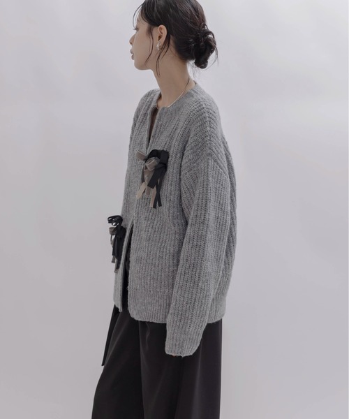 Eimee Law（エイミーロウ） カーディガン ランダムリボンラメネップZIP