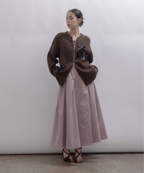 Eimee Law（エイミーロウ） カーディガン ランダムリボンラメネップZIP