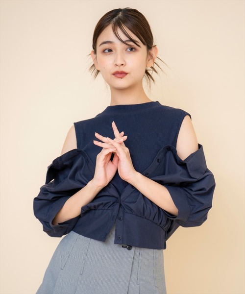 リエルリシェ レイヤード Tシャツ レイヤードタンクトップ&ロングTシャツ（アイボリー）