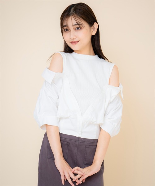 リエルリシェ レイヤード Tシャツ レイヤードタンクトップ&ロングTシャツ（アイボリー）