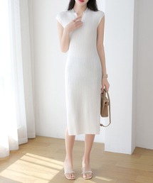 Dewlily ワンピース 夏 半袖 フレンチスリーブサマーニットワンピース