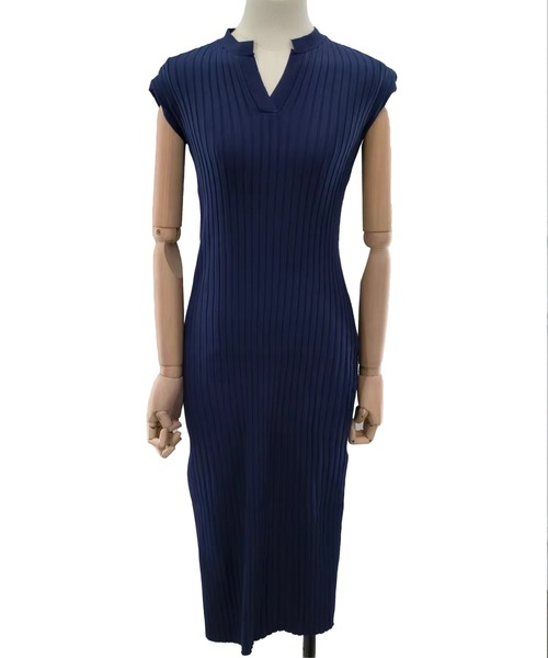 Dewlily ワンピース フレンチスリーブサマーニットワンピース