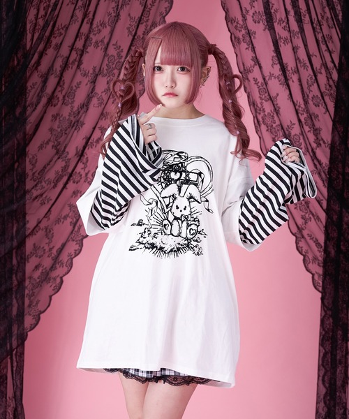 tシャツ ドッキングイラストＴシャツ レディース
