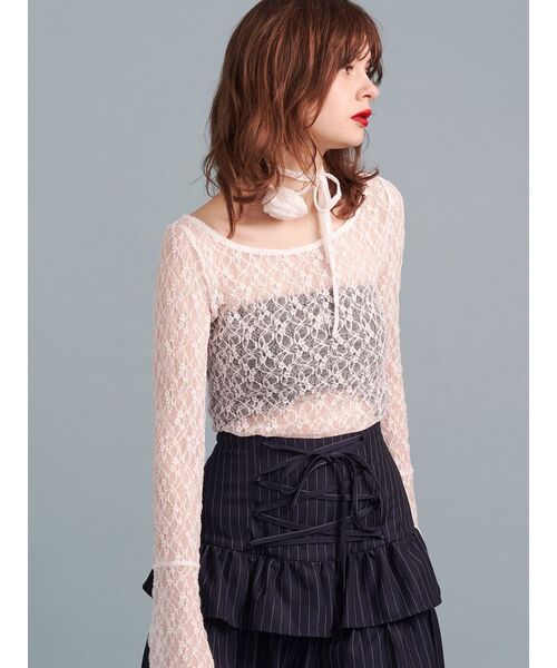 jouetie Tシャツ シアーシャツ ジュエティ 未使用新品 jouetie tシャツ レースボディスーツシアートップス コサージュ