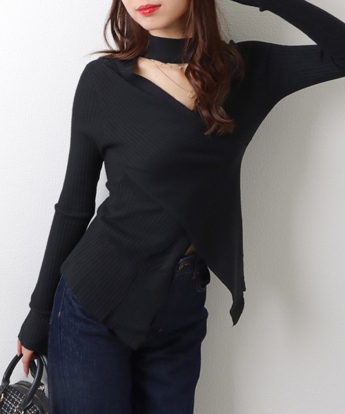 ニット セーター 「2025AW」LACE UP H/G TOPS レースアップ ハイゲージ トップス 秋服 レディース Re:EDIT ニット セーター 「2025SS COLLECTION」起毛シアー
