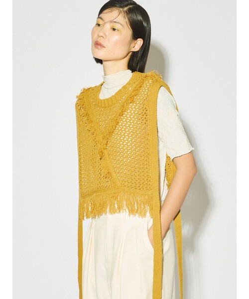 タグ付き LASUD メッシュ プリーツ 切り替え ジレ ベスト タグ付き LASUD メッシュ プリーツ 切り替え ジレ ベスト