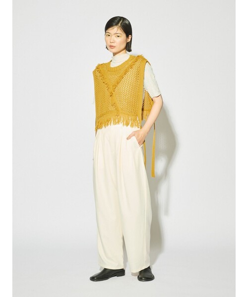 MIDIUMISOLID ベスト ジレ for Ladies サイドリボンフリンジ