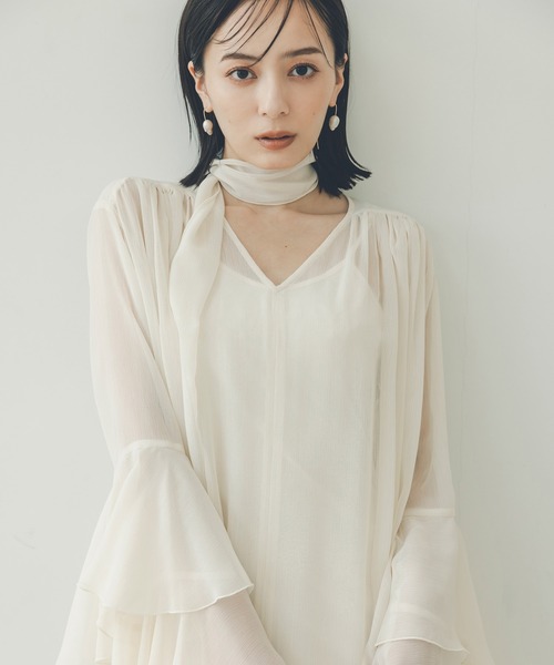 anuans（アニュアンス） ワンピース シフォンラッフルワンピース