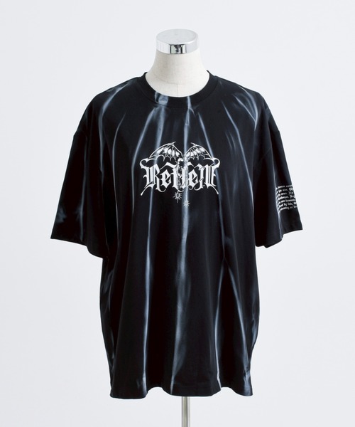 『REFLEM/レフレム』顔料加工Tシャツ/ハーフスリーブカットソー ブラック黒 REFLEM/レフレム』チェーン付き顔料加工Tシャツ/ハーフスリーブ