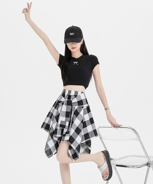 2ly2 スカート まるでシャツを巻いたようなデザイン！カジュアル