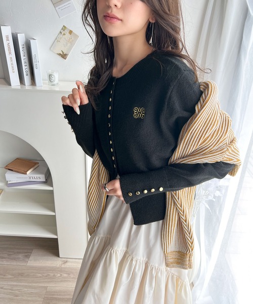 「mily bilet」 ニットカーディガン LARGE ブラック レディース_画像6