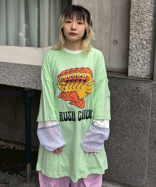 超ポイントアップ祭 Candy Stripper tシャツ RUSH CHICK BIG Tシャツ レディース トップス