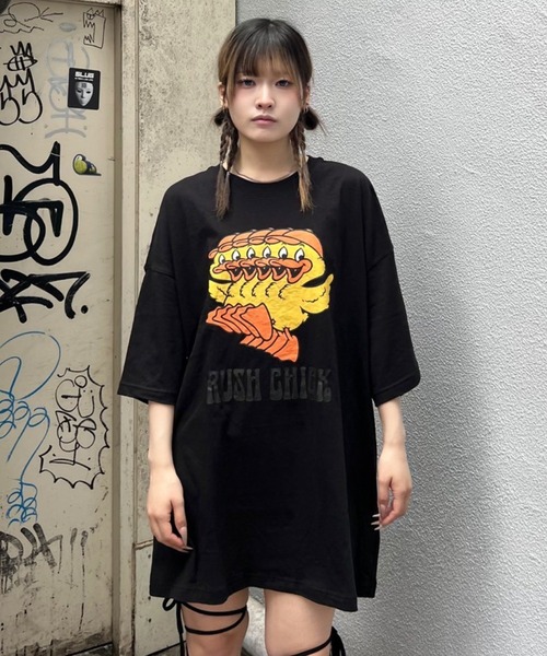 CANDY STRIPPER Tシャツワンピース　ブラック キャンディストリッパー バーガーショップ Tシャツワンピース
