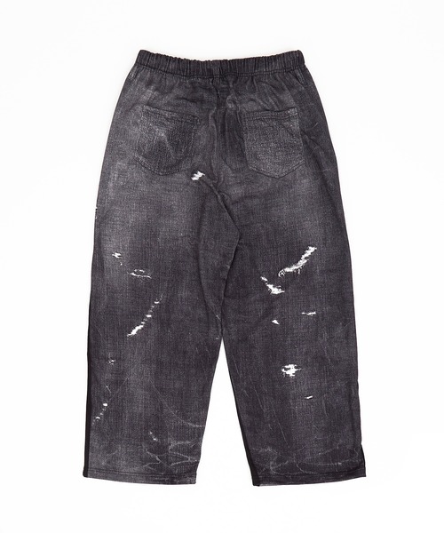 ジーンズ a.p.o.v. フェイクヴィンテージデニム転写スウェットパンツ