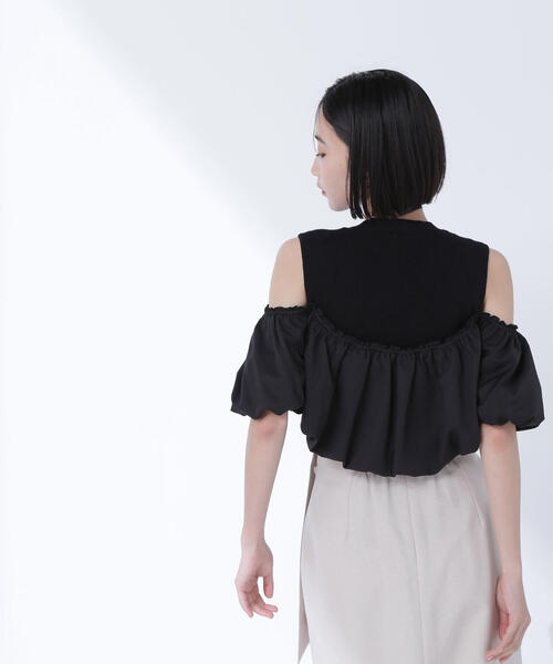 新品NATURAL BEAUTY BASIC◇タフタドッキングオフショルニット 新品NATURAL BEAUTY BASIC◇タフタドッキングオフショルニット