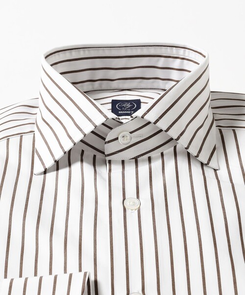 BEAMS F（ビームスF） シャツ コットン ブラウン ロンドンストライプ