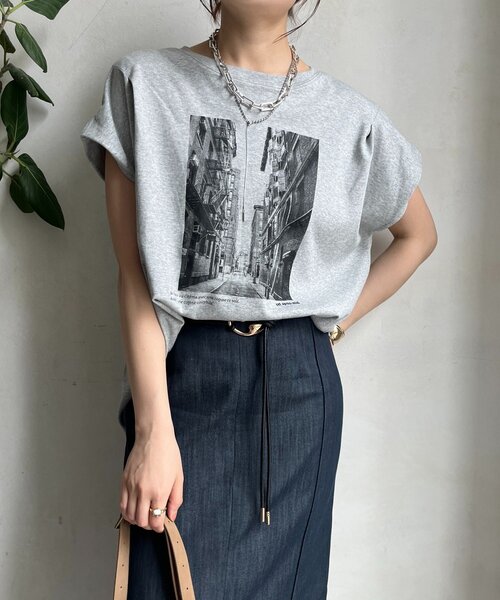 tシャツ 「WEB限定」バックジップフォトプリントTEE レディース DouDou tシャツ 「WEB限定」バックジップフォトプリントTEE