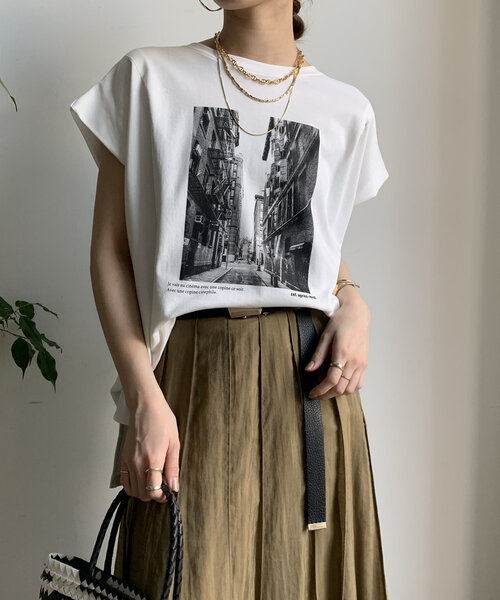 tシャツ 「WEB限定」バックジップフォトプリントTEE レディース DouDou tシャツ 「WEB限定」バックジップフォトプリントTEE