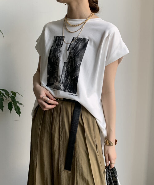 tシャツ 「WEB限定」バックジップフォトプリントTEE レディース DouDou tシャツ 「WEB限定」バックジップフォトプリントTEE