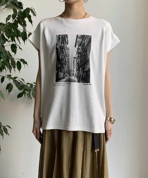 DouDou tシャツ 「WEB限定」バックジップフォトプリントTEE