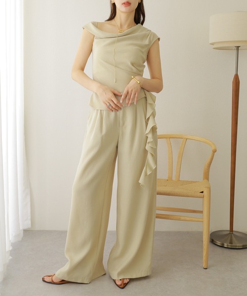 セットアップ asymmetry side ruffle setup /サイド ラッフル