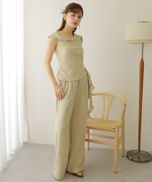 セットアップ asymmetry side ruffle setup /サイド ラッフル