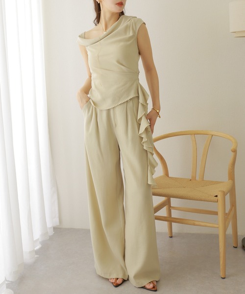 セットアップ asymmetry side ruffle setup /サイド ラッフル