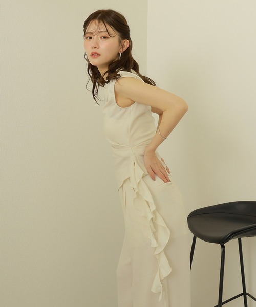 セットアップ asymmetry side ruffle setup /サイド ラッフル