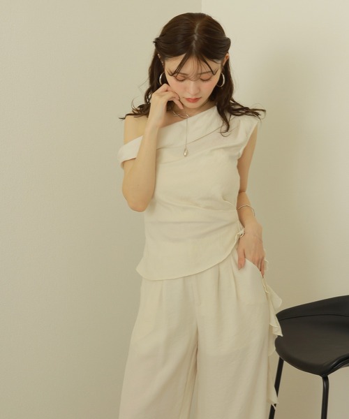 セットアップ asymmetry side ruffle setup /サイド ラッフル