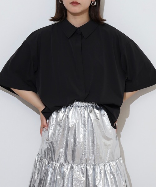ブラウス シャツ hunch 接触冷感　バックタックシャツ レディース hunch ブラウス シャツ 接触冷感 バックタックシャツ レディース