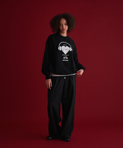 WISH FOR EVER スウェット ネイビー S WISH FOR EVER 「WISH EVER」 スウェットカットソー MEDIUM
