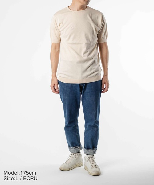 JOHN SMEDLEY 半袖ニット L クリーム　Ecru JOHN SMEDLEY 「JOHN SMEDLEY」 半袖ニット LARGE クリーム