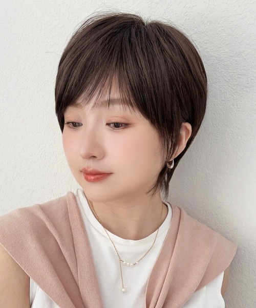 ウィッグ エクステ 「 素肌ウィッグ 接触冷感 マニッシュラフショート