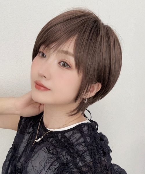 医療用レディースウィッグ人毛MIXマニッシュラフショート 医療用ウィッグ 総手植え 人毛MIX フェミニンショートボブ