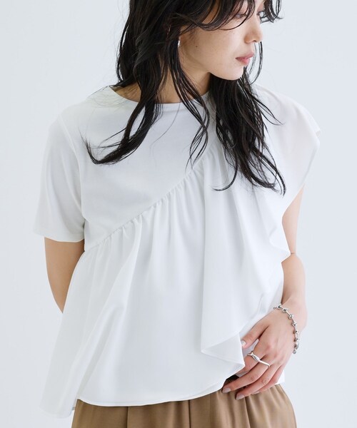 tシャツ サッシュフリルTシャツ レディース