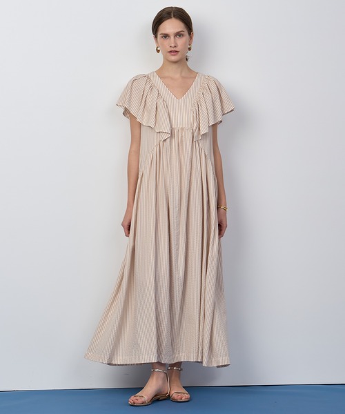 HOUSE OF LOTUS ワンピース ストライプフリルスリーブワンピース