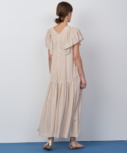 HOUSE OF LOTUS ワンピース ストライプフリルスリーブワンピース