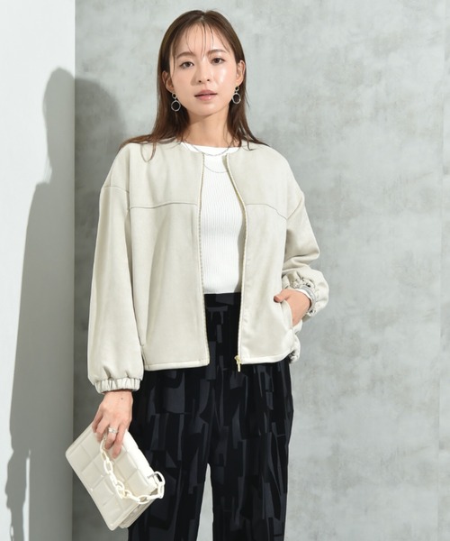 maru様 ブルゾン Sグレージュ 撥水加工】ソフトメモリータフタ スタンドネック ブルゾン