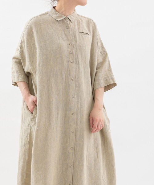 nop de nod（ノップドゥノッド） ワンピース Cielリネン5分袖シャツ