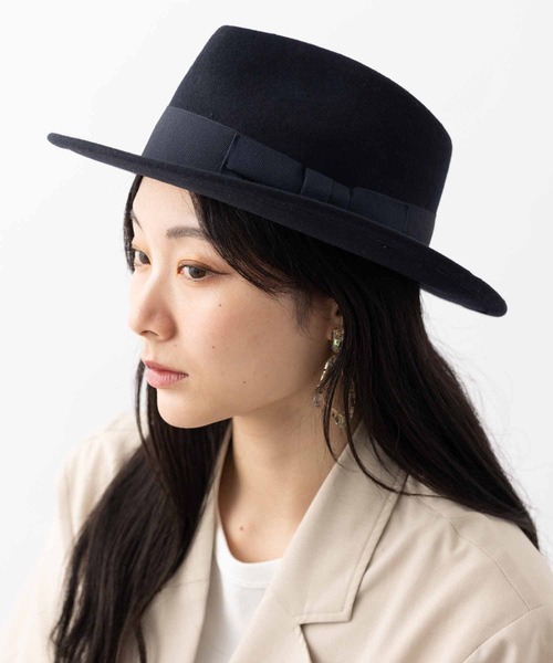 AKUBRA ブラック 編み込みバンド付き　 ウールフェルトハット サイズ60 ABBEY MARKET（アビーマーケット） 帽子 ハット メンズ PICCARDA