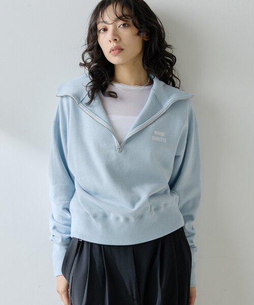 Whim Gazette トレーナー スウェット ハーフジップロゴ裏毛プル